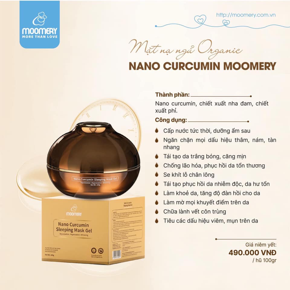 [Mã NHAP35NHE giảm 35K đơn 350K] Gel Mặt Nạ Ngủ Nghệ Nano Curcumin Moomery - Se Khít Lỗ Chân Lông - Mask Gel Curcumin