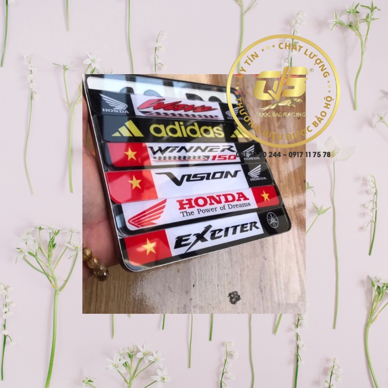 Bộ Khung biển số xe máy inox như hình theo tên xe: AB, VISION, FUTURE