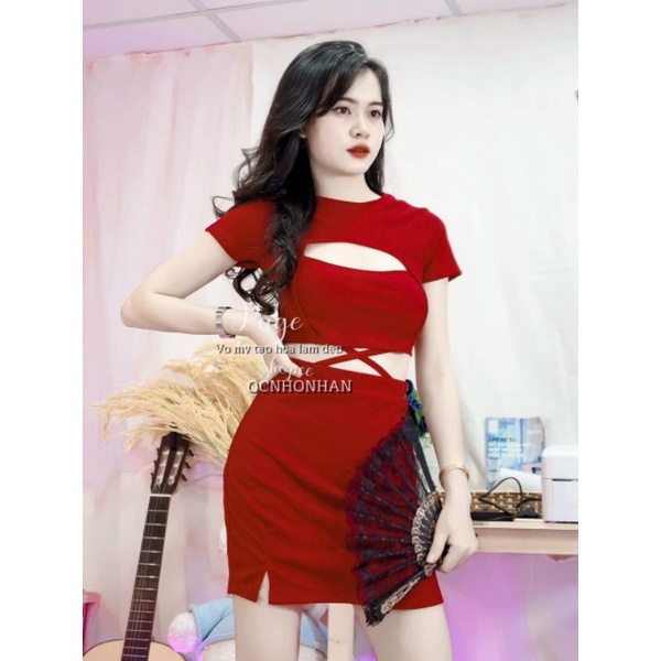 Sét áo quấn bụng và chân váy xẻ đùi( TV2 )