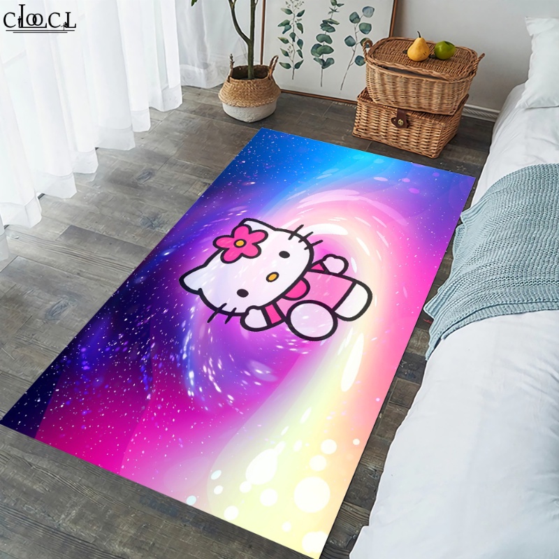 Thảm Chùi Chân Lông Nhung Chống Trượt In Họa Tiết Hello Kitty Thời Trang Thoải Mái Dành Cho Gia Đình