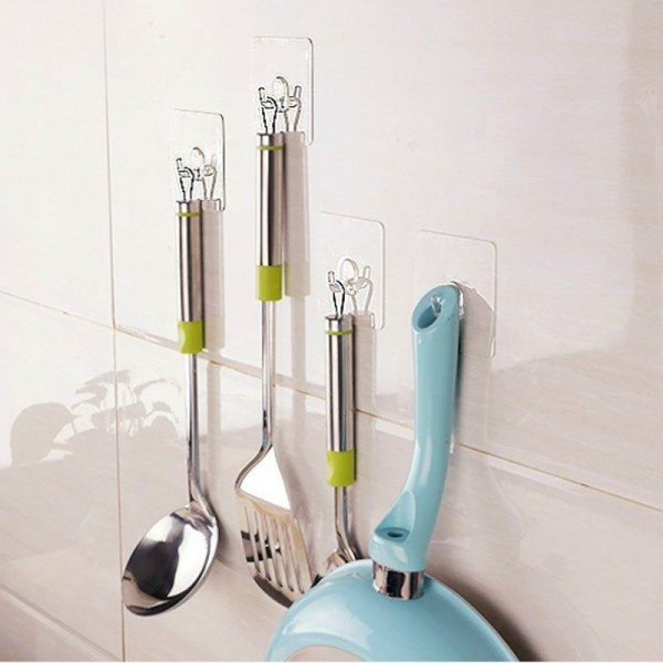 Móc dán tường nhựa đa năng siêu dính trong suốt chịu lực