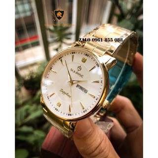 Đồng hồ sunrise SR02A nam dây kim loại mặt kính saphire chống nước chống xước