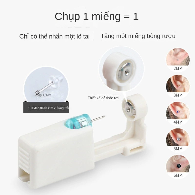 Mới Bộ Khuyên Xỏ Tai Tự Động Bằng Thép Không Gỉ Dùng Một Lần
