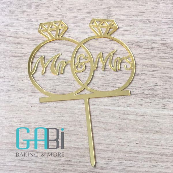 Topper mica cắm bánh chủ đề cưới