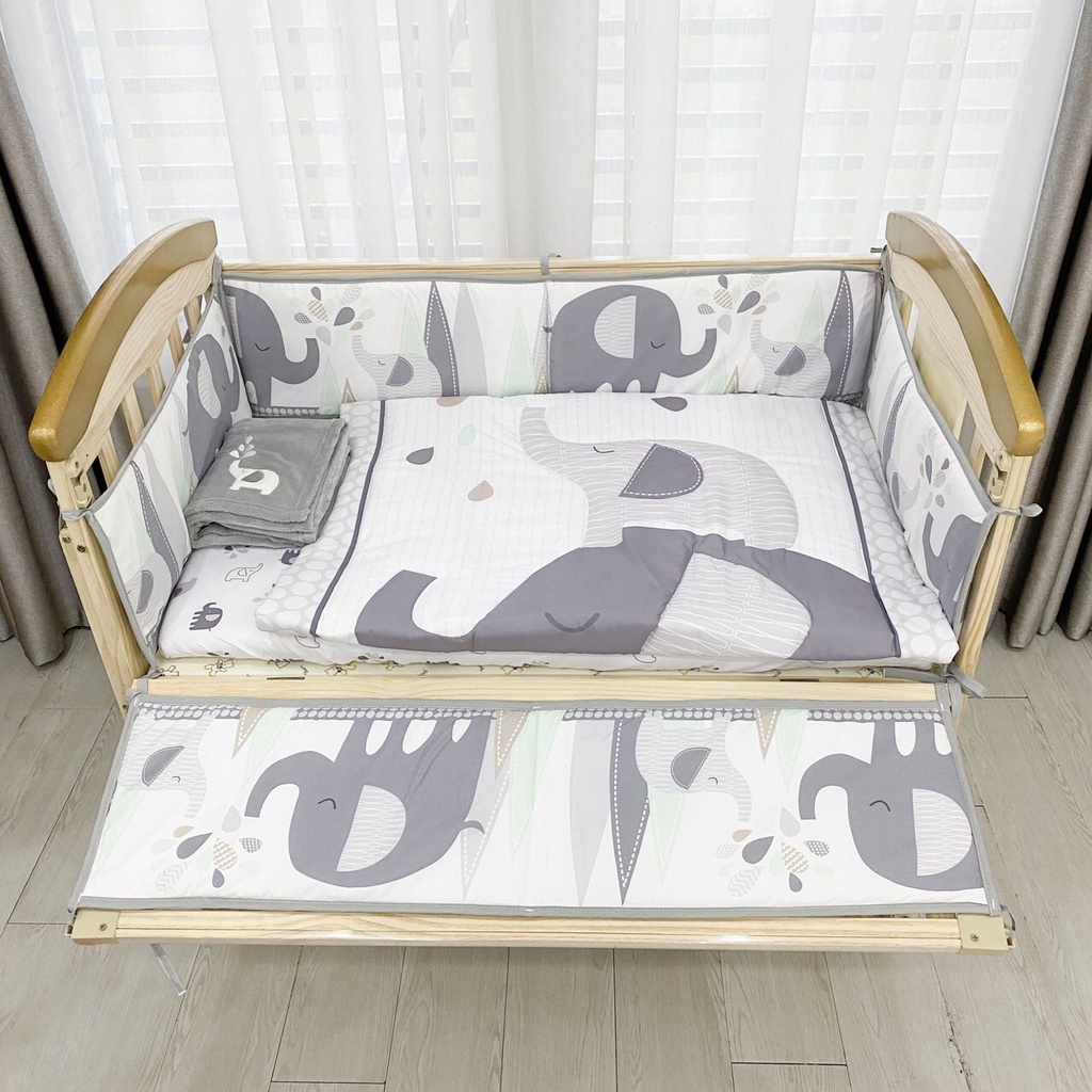 Quây vải Umoo set 7 món cao cấp cho cũi gỗ