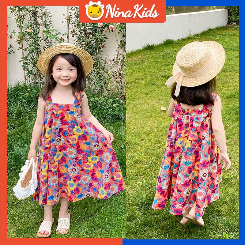 Đầm hoa Không tay tươi mát  1-6 Tuổi