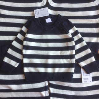 Áo len H&M sọc navy trắng bé trai