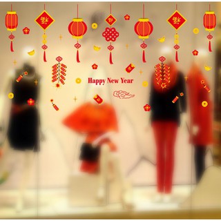decal dán tườn mẫu lồng đèn chúc mừng năm mới