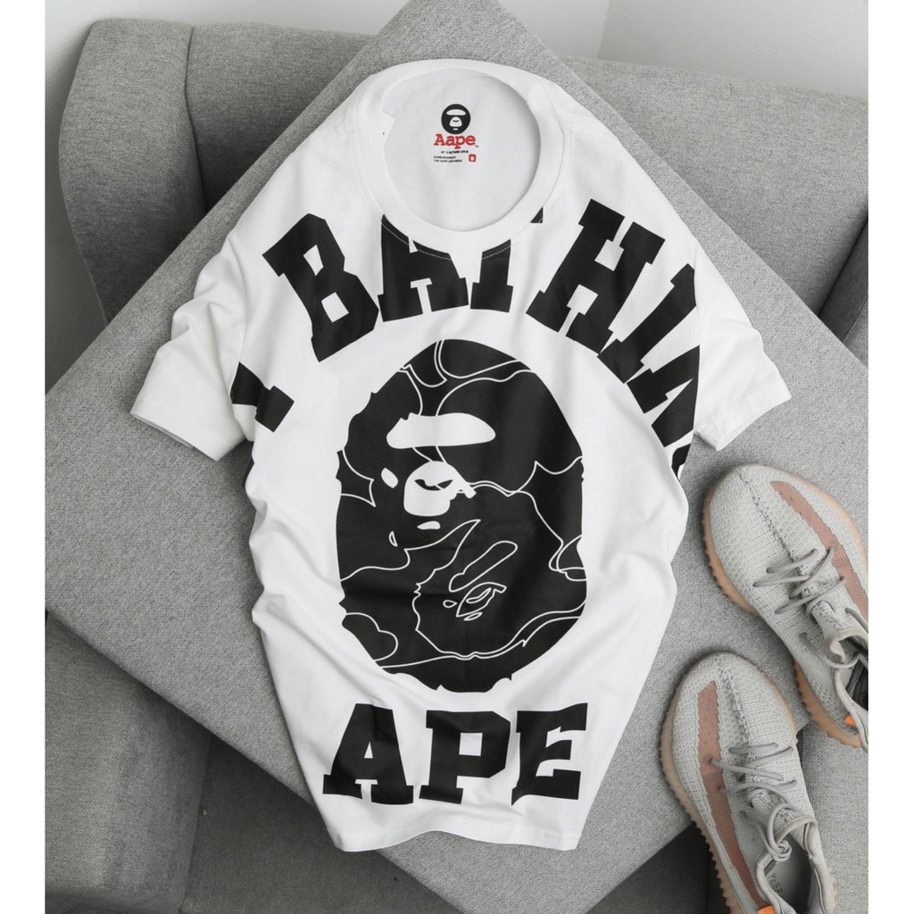 Áo thun nam ngắn tay AAPE nàu TRẮNG sành điệu - Năng Động Thoải Mái