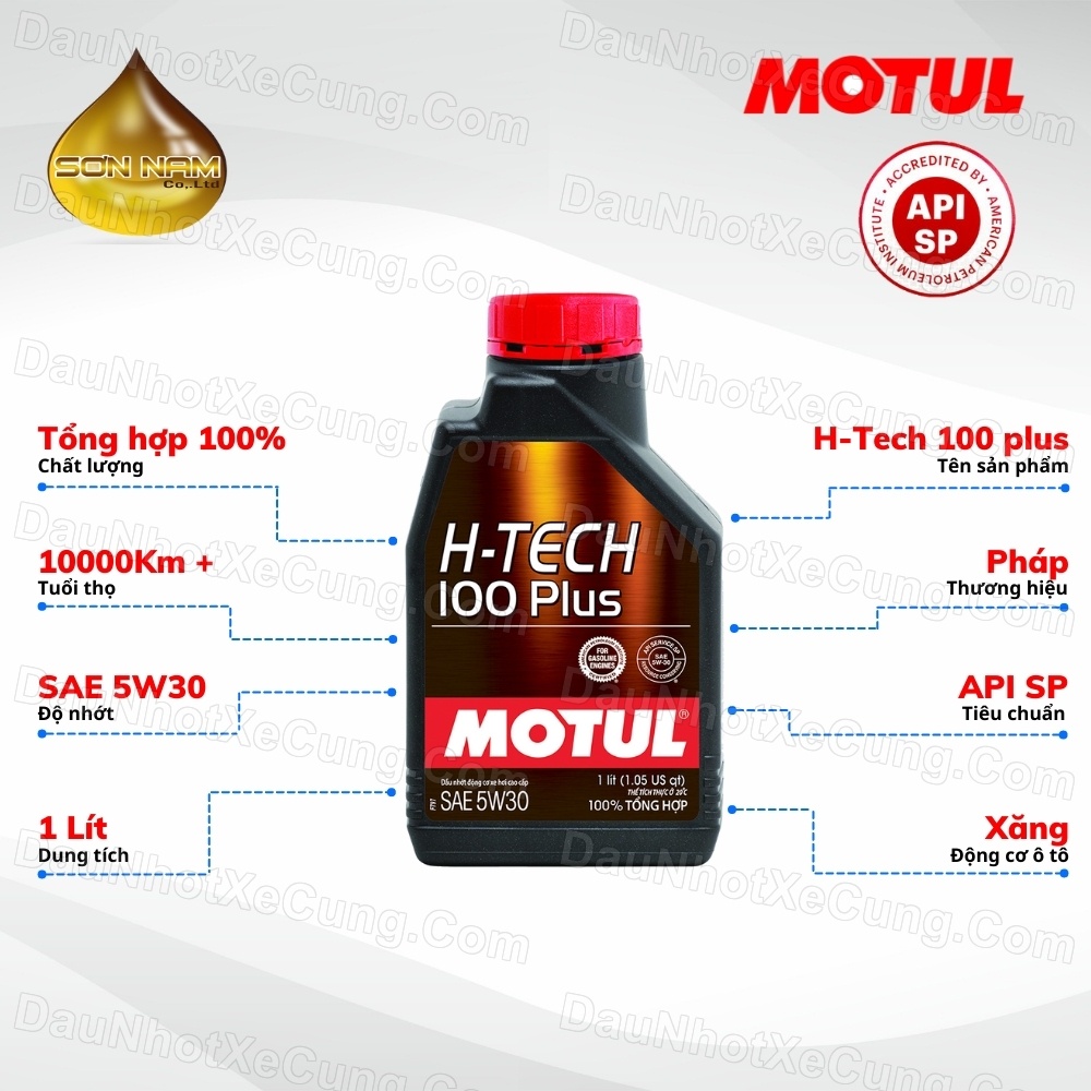 Dầu nhớt Motul H-Tech 5W30 100 Plus 1L ô tô 100 % tổng hợp cao cấp máy xăng