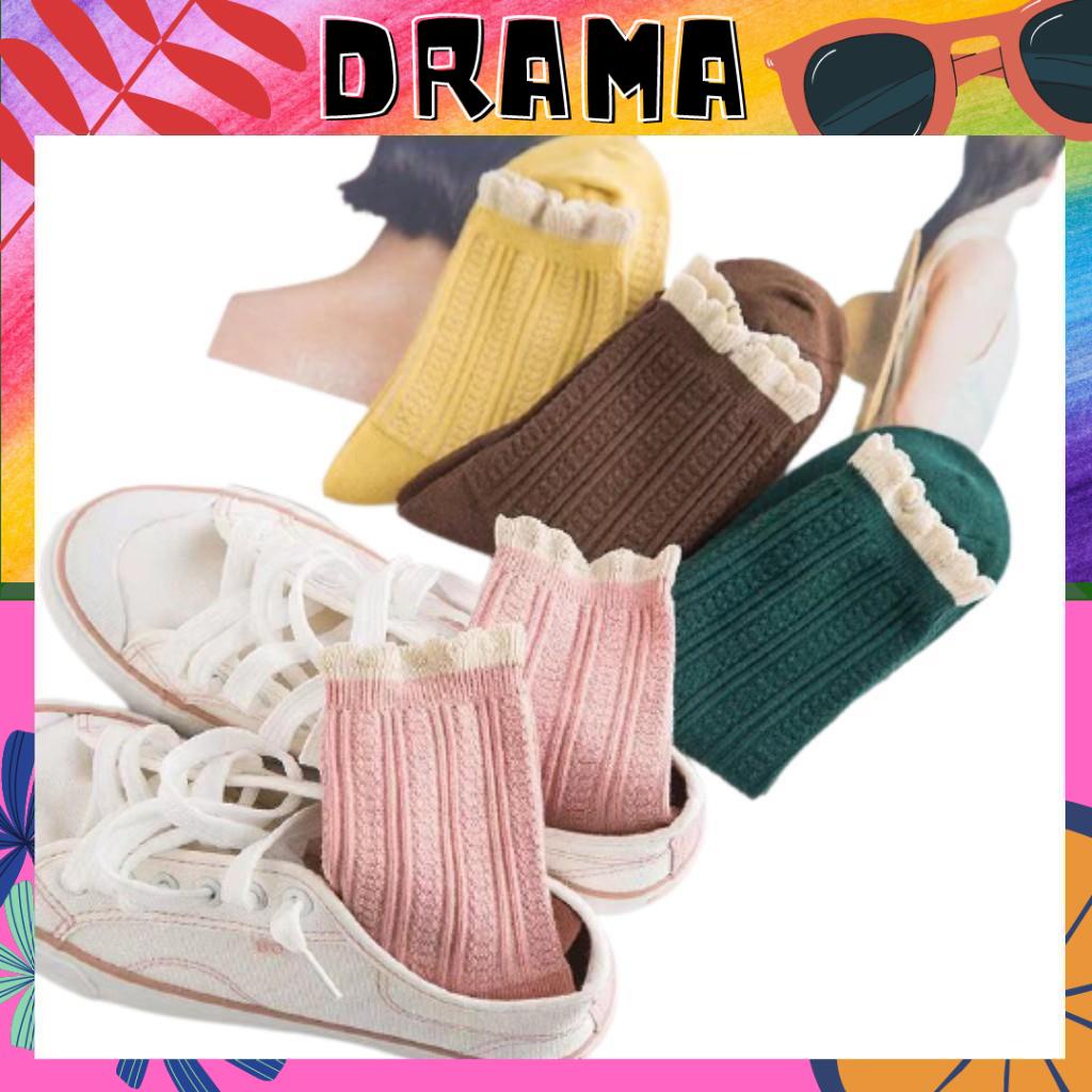 Tất nữ cổ ngắn cute, Vớ nữ cổ ngắn [Vintage] Phong cách Hàn Quốc nhiều màu thêu dệt tỉ mỉ PHỤ KIỆN DRAMA TAT014
