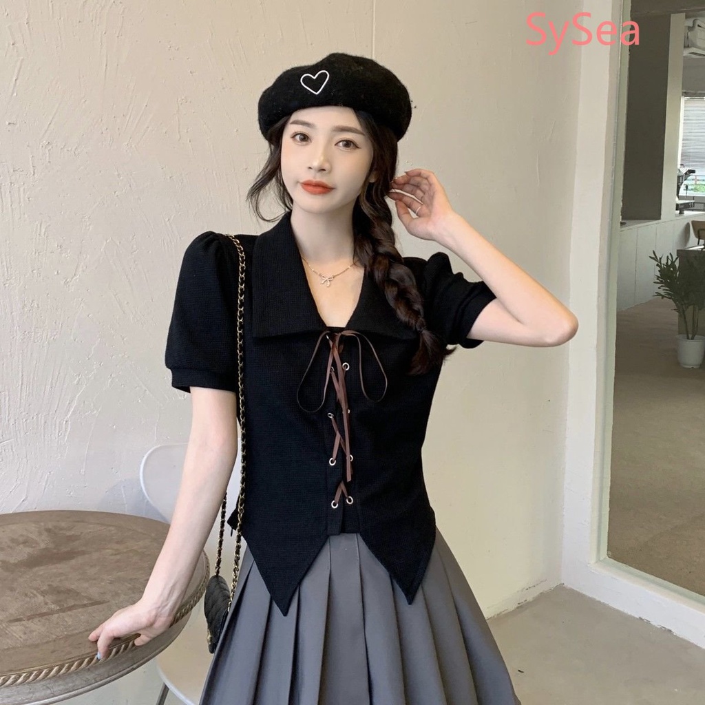 Áo Thun Polo Phối Dây Rút Thời Trang Mùa Hè Hàn Quốc Cho Nữ Có size Lớn