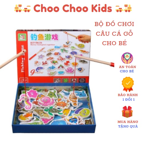 Đồ chơi câu cá gỗ ChooChooKids 32 con giúp bé tránh xa TV, điện thoại, bộ câu cá cho bé luyện đôi tay khéo léo