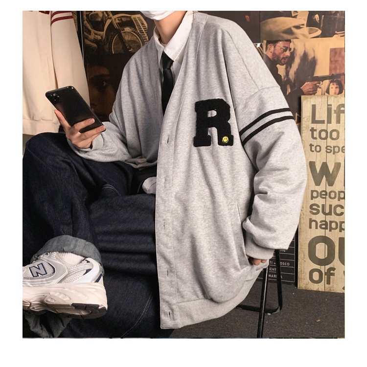 Áo khoác ngoài nam form rộng Áo cardigan nam khoác ngoài form rộng vải nỉ thời trang học sinh hàn quốc