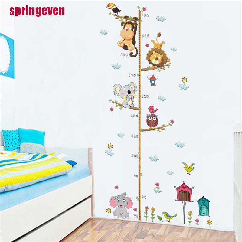 Miếng dán tường đo chiều cao hình động vật dễ thương cho bé