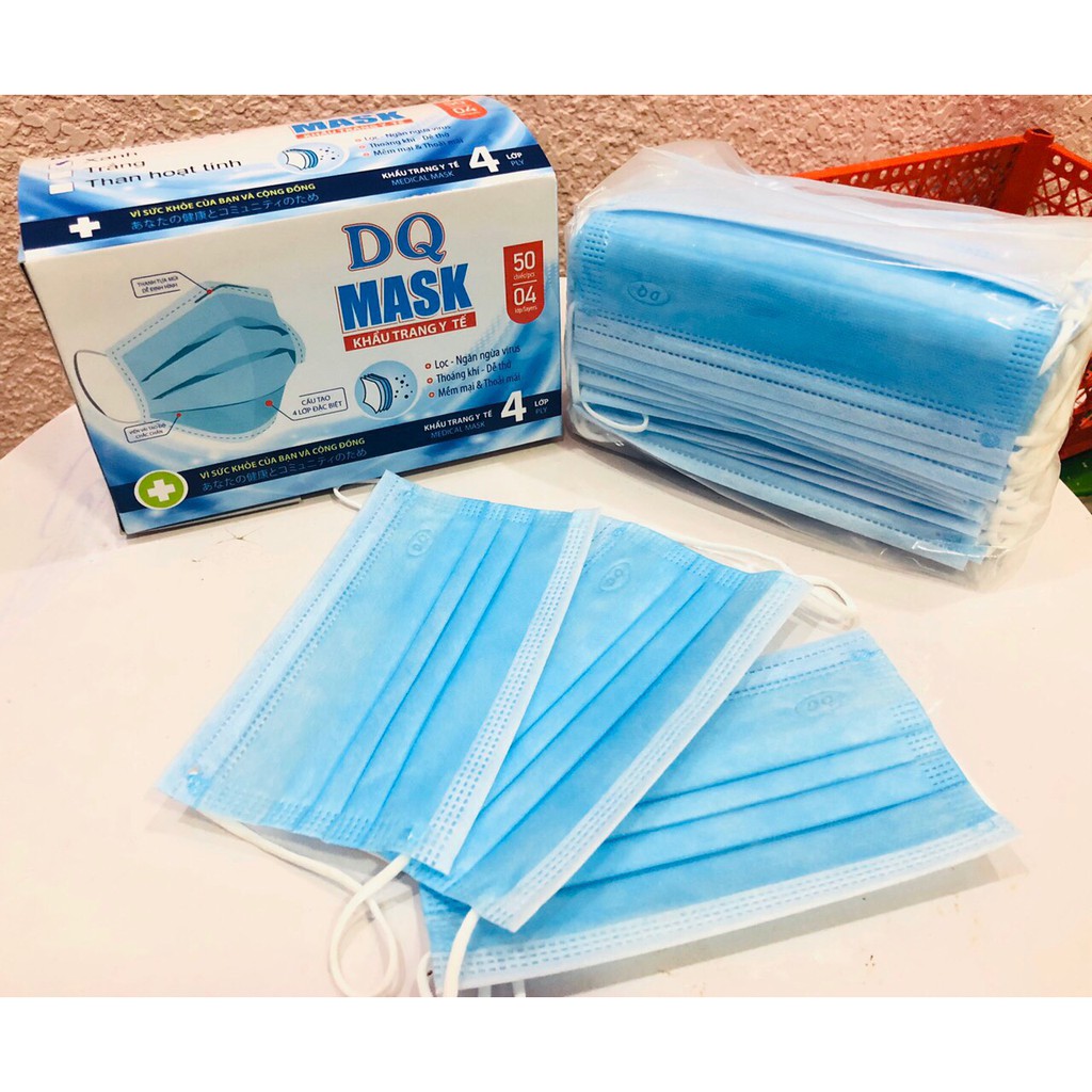 HỘP 50 CÁI KHẨU TRANG Y TẾ 4 LỚP  ( SIÊU GIÁ RẺ )