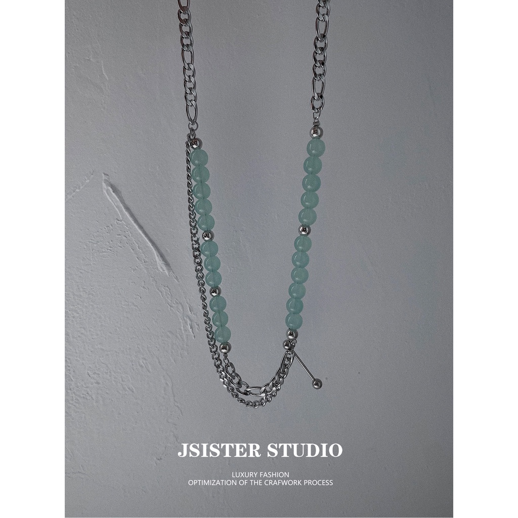 Vòng cổ Màu Xanh Bạc Hà Phong Cách Hip Hop Âu Mỹ