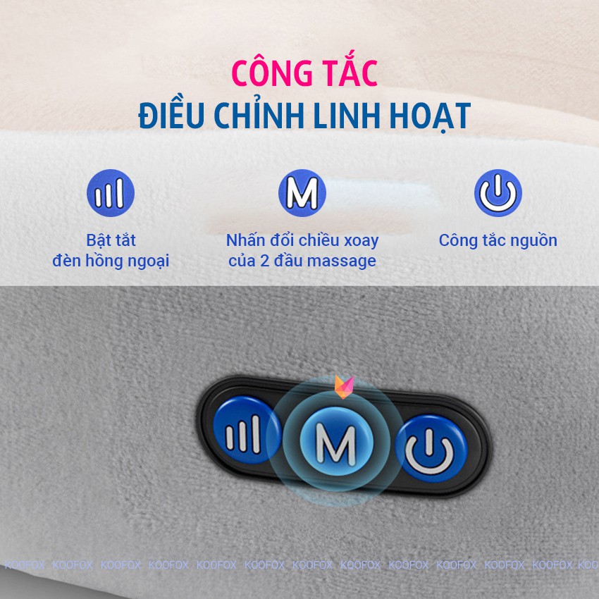 [HẾT MỎI CỔ] Gối Massage Cổ Chữ U Không dây 360 độ - Đánh tan đau cổ, mỏi gáy, nhức mỏi vùng cổ - KOOFOX