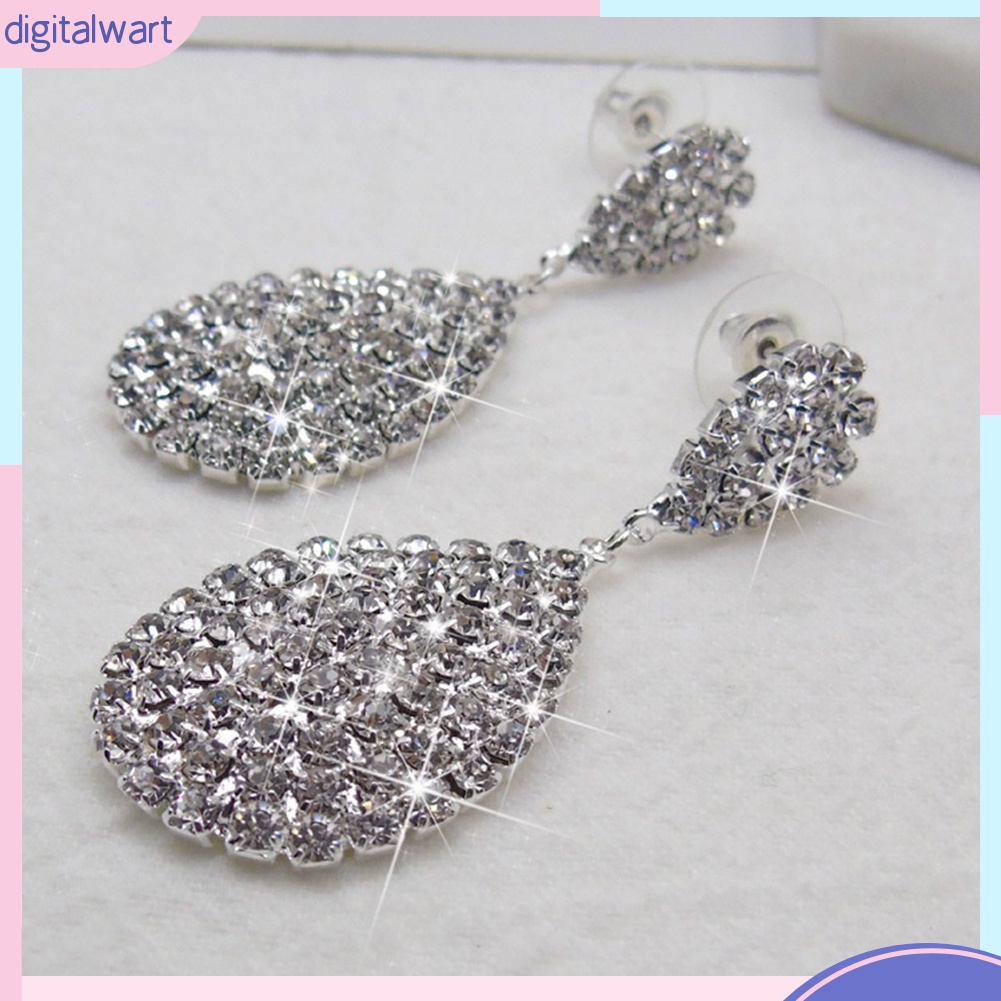 Khuyên Tai Đính Đá Hình Giọt Nước Thời Trang Thanh Lịch Dành Cho Nữ