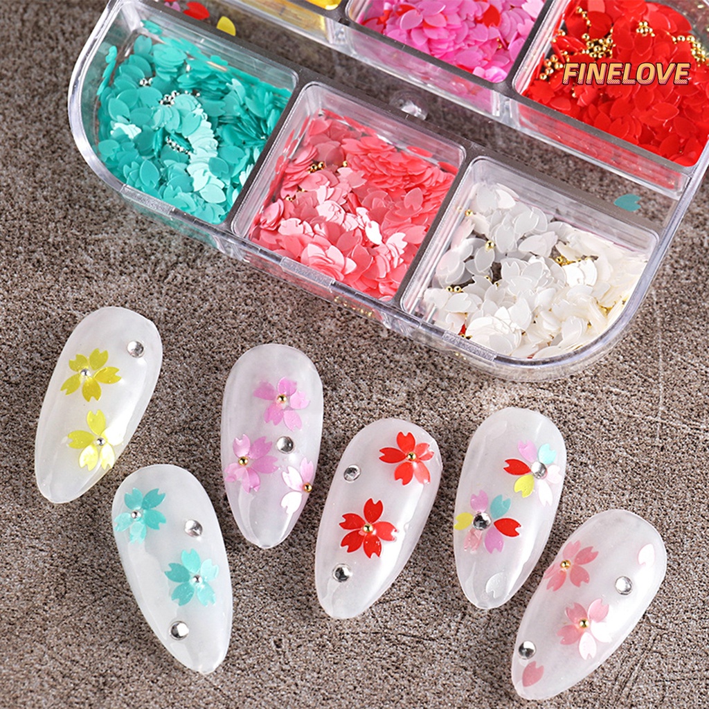 1 Hộp Phụ Kiện Trang Trí Móng Tay Chống Nước Hình Cánh Hoa Anh Đào