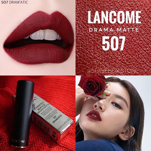 Son Lancôme Lipstick Absolu Rouge Drama Matte màu 507 Dram’atic bản vỏ đen