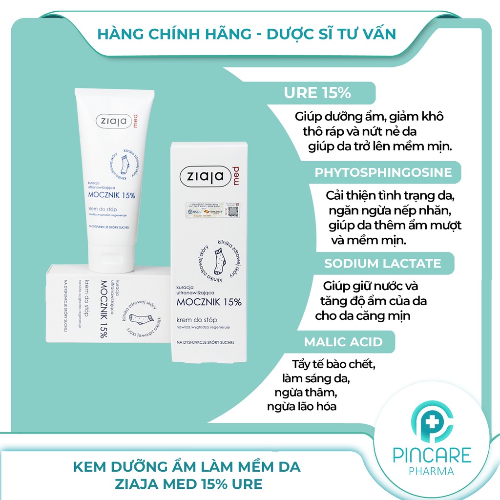 Kem Dưỡng Ẩm Làm Mềm Da Ziaja Med 15% Ure - Hàng chính hãng - Nhà Thuốc Pincare