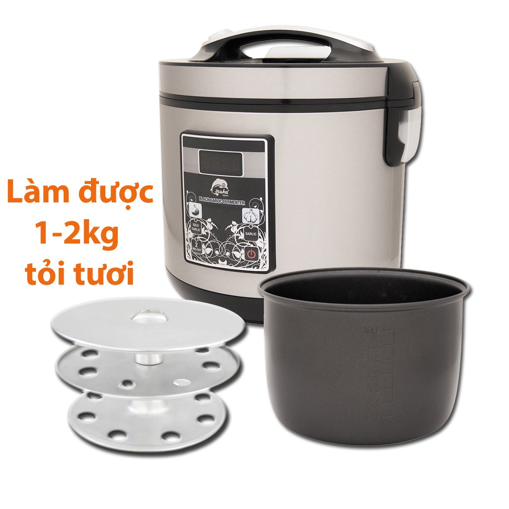 Nồi làm tỏi đen Iruka Japan 5L, có chế độ sấy, 2 chế độ làm tỏi 1 nhánh và nhiều nhánh