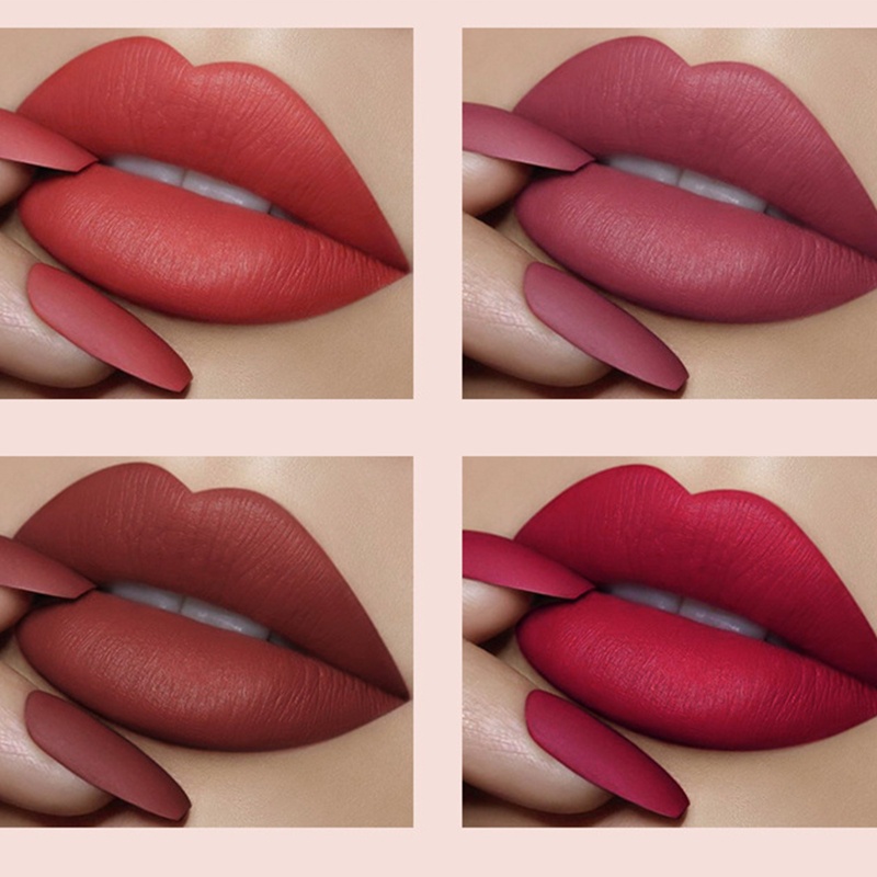 Set 4 Son Kem Lì Kháng Nước Lâu Trôi Mềm Mượt Như Nhung Thương Hiệu brroa