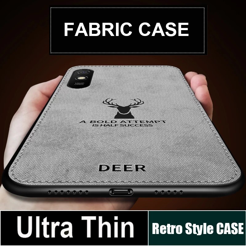 Ốp lưng Redmi 9A chống sốc vải đầu hươu thời trang cao cấp
