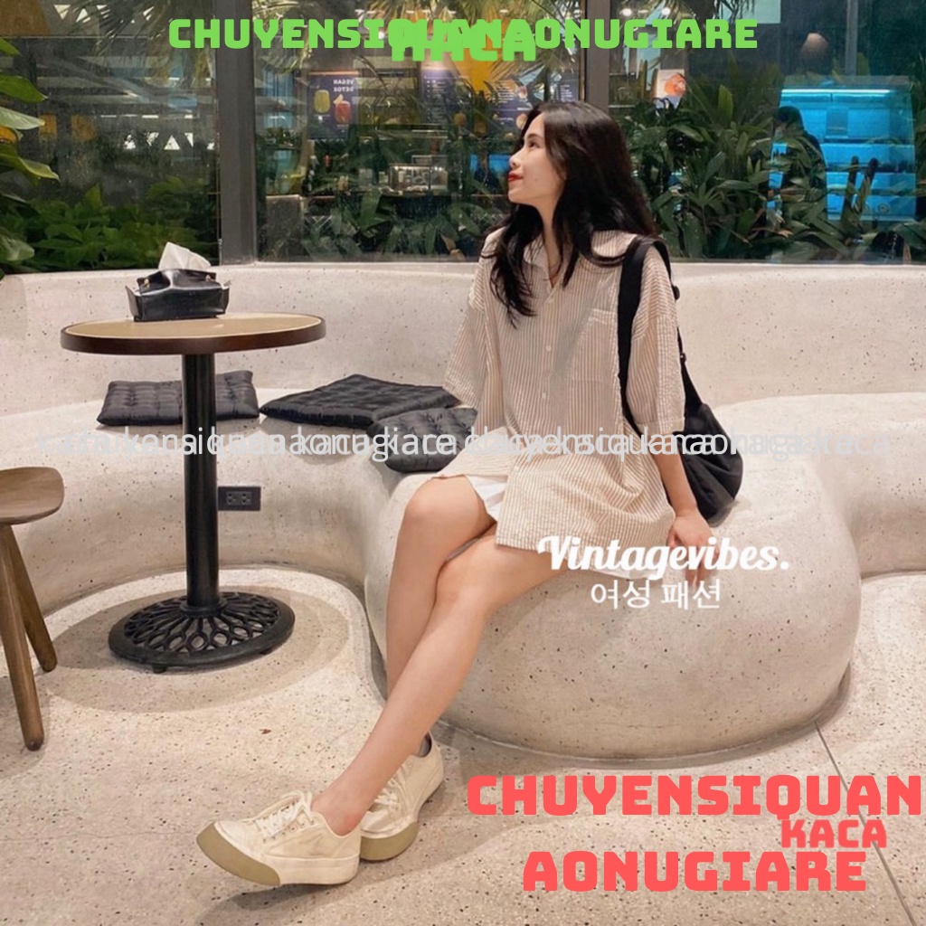 [FREESHIP] Áo sơ mi Hàn Quốc dáng rộng kẻ sọc nhiều màu Ulzzang (hàng QC) - Ảnh thật 1000% kaca chuyensiquanaonugiare