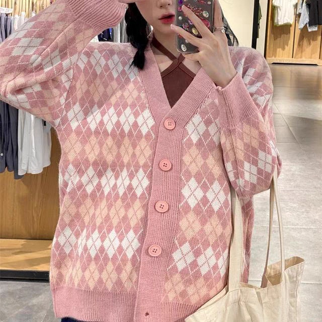 Áo len cardigan nữ kẻ sọc form suông dáng rộng kiểu màu xanh hồng phong cách thời trang Ulzzang Hàn Quốc M117HD | WebRaoVat - webraovat.net.vn