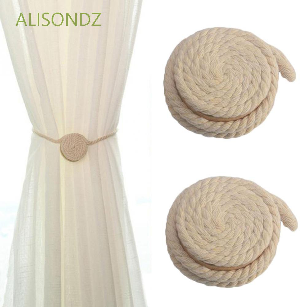 Dây Buộc rèm cửa sổ Cotton Có Giá Đỡ Từ Tính Hình Tròn Nhiều Màu Phong Cách Châu Âu Không Cần Khoan Lỗ