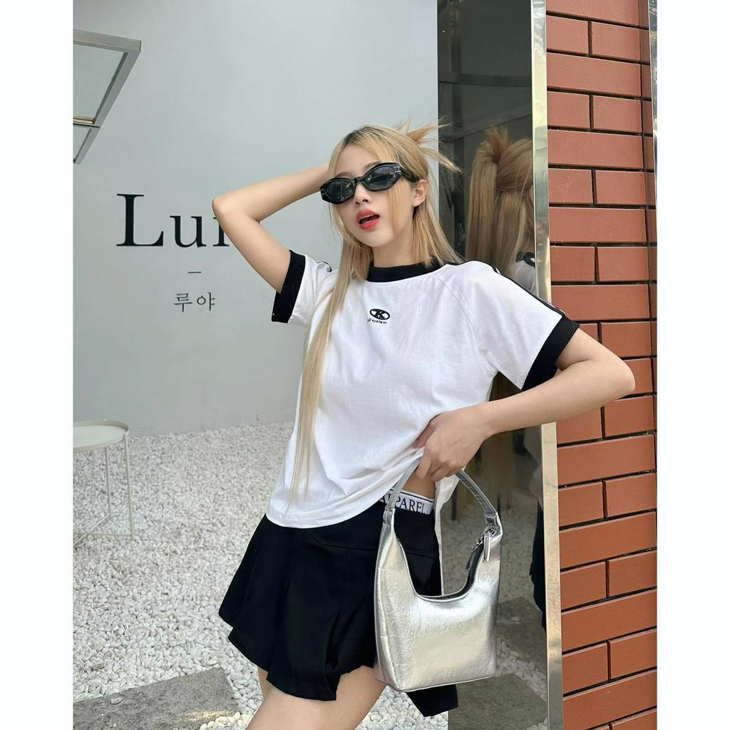 Áo baby tee Killsystem form fit Jessi màu trắng logo K viền tay chất vải cotton 100% Seller.LocalBrand