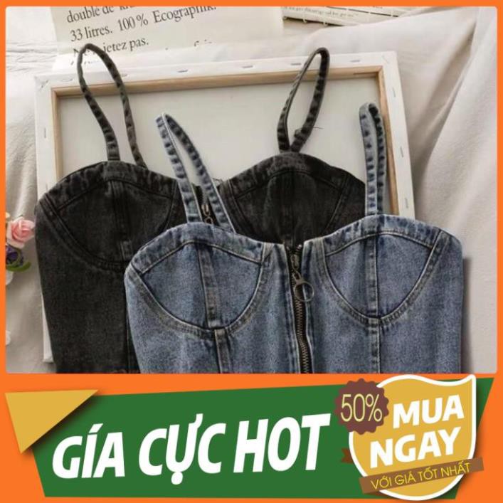 SIÊU BÈO SIÊU RẺ RẺ MẠT áo hai 2 dây jean crotop khoá dây kéo thun lưng sau