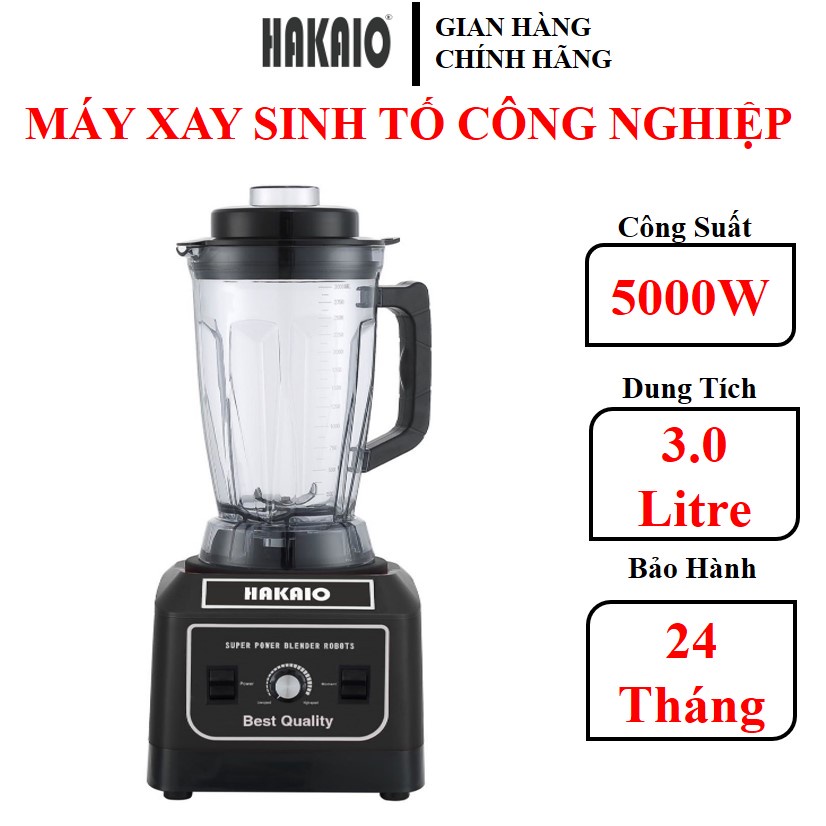 Máy Xay Sinh Tố Công Nghiệp HAKAIO 5000W Cối Xay 3L xay thịt cá, rau củ quả, sinh tố, ngũ cốc, đồ khô, xay rau má.