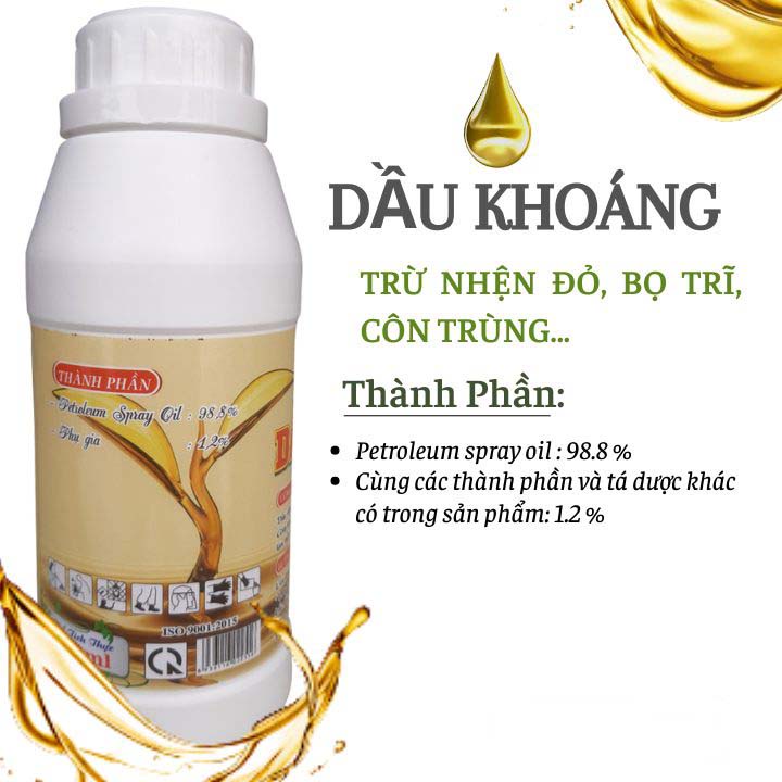 DẦU KHOÁNG 500ML: PHÒNG NGỪA SÂU, NHỆN, BỌ TRĨ, RỆP SÁP…CÔN TRÙNG CHÍCH HÚT