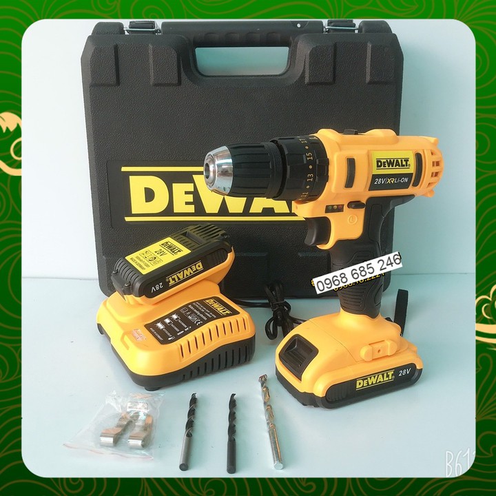 Máy khoan pin Dewalt 26v 28v, 3 chức năng, 2 pin - TẶNG 3 MŨI KHOAN