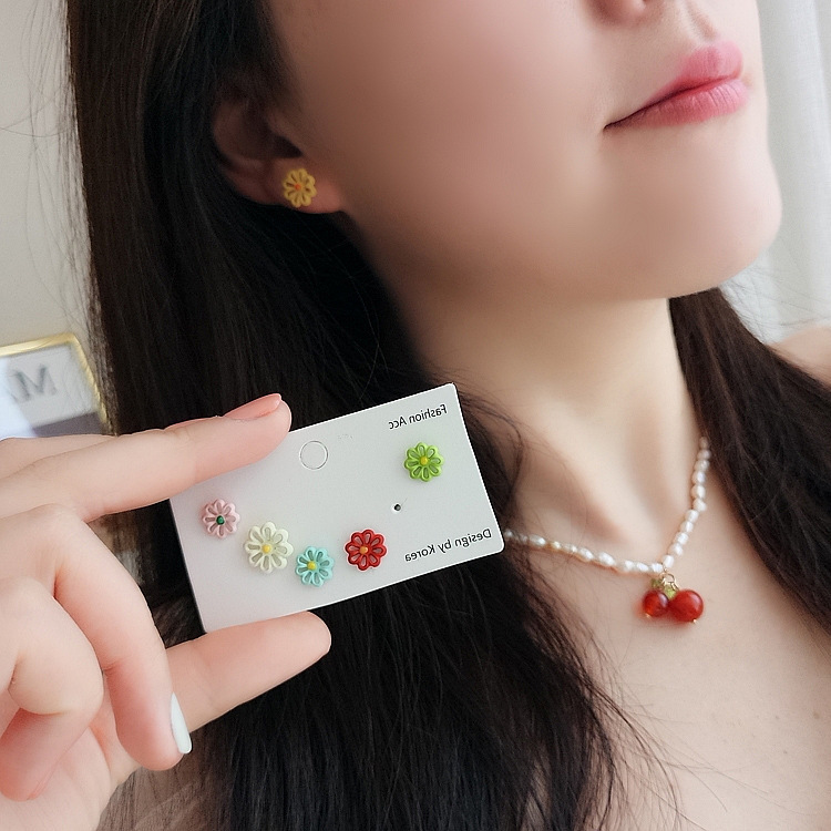 6 Bông tai bạc 925 hình hoa cúc phong cách Hàn Quốc thời trang cho nữ