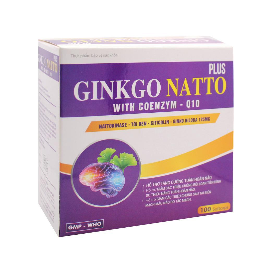 Bổ não Ginkgo Natto Coenzyme Q10 hỗ trợ tăng cường trí nhớ và lưu thông máu não - 100 viên
