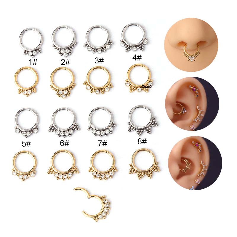 1 Khuyên mũi thời trang bằng thép không gỉ đính đá zircon với độ dày 1.2mm (16G)