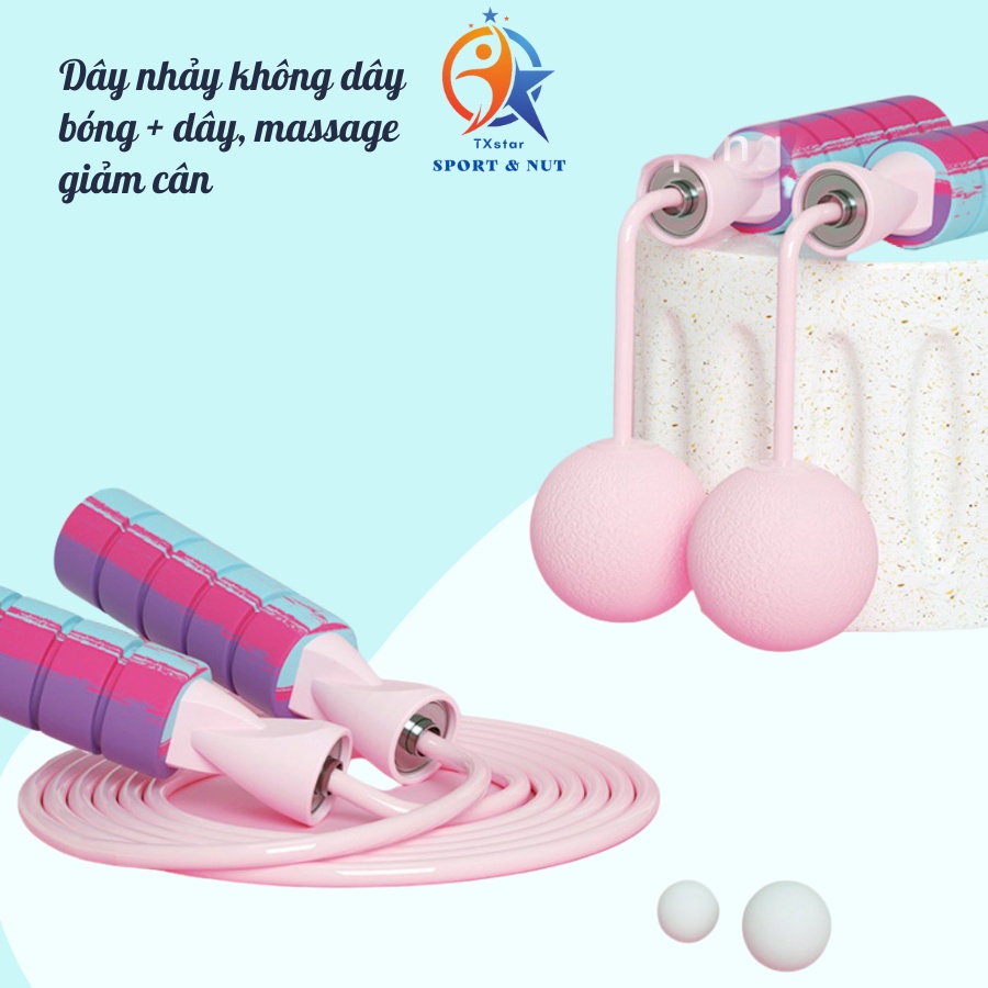 Dây nhảy không dây tập thể dục giảm cân kèm bóng có điều chỉnh, hỗ trợ luyện tập thể thao tiện lợi tại nhà