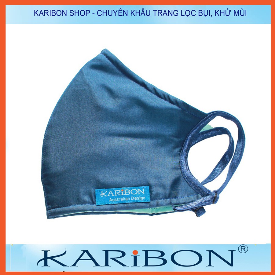 Khẩu trang Karibon Silk (lụa) 1 mặt 8 lớp, có than hoạt tính (nhiều màu)