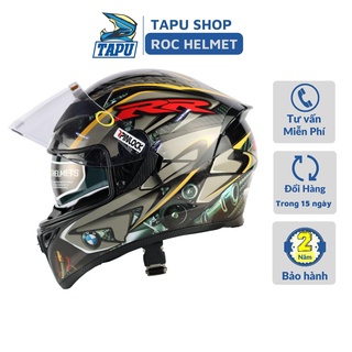 Mũ bảo hiểm fullface roc 05 2 kính lên tem bmw xám