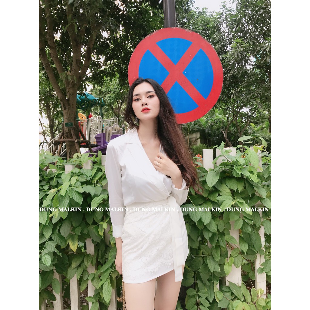 Set áo lụa chân váy ren S029