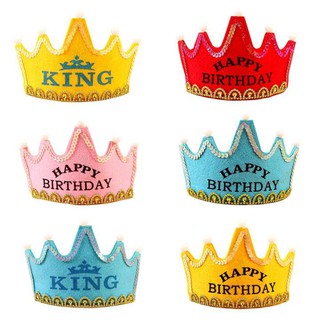 Cài nón Vương Miện Đèn Led chữ Happy Birthday