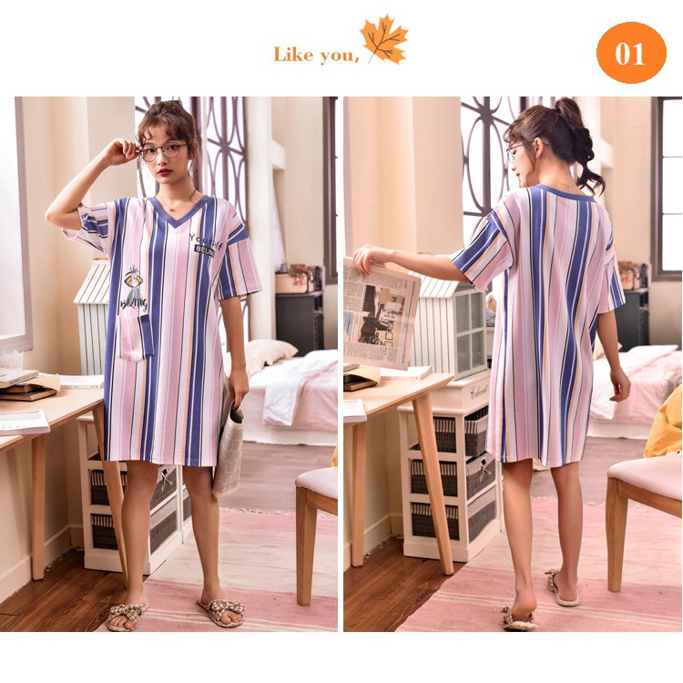 Váy thun mặc ở nhà xinh xắn dễ thương cho các bạn nữ chất cotton - váy ngủ - đầm ngủ