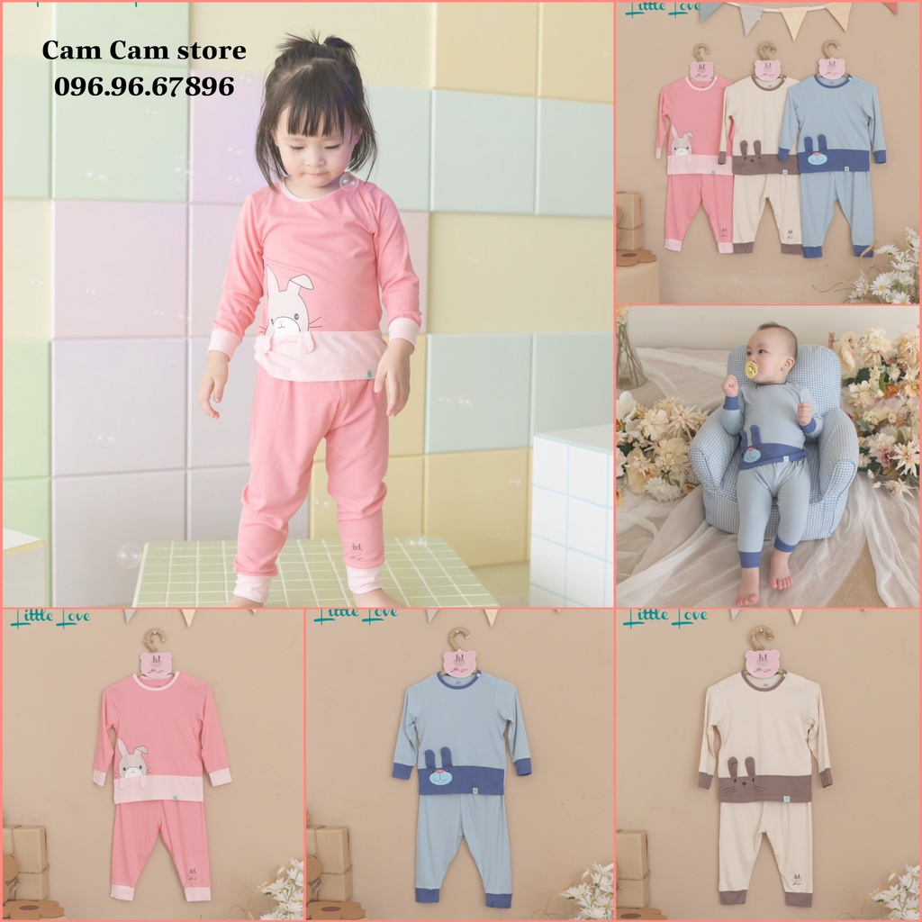 Bộ tăm dài tay phối họa tiết đáng yêu 01-2022 Lil Little Love cho bé trai bé gái