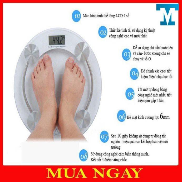 Cân sức khoẻ điện tử Personal Scale 180kg mặt kính cường lực, cân điện tử