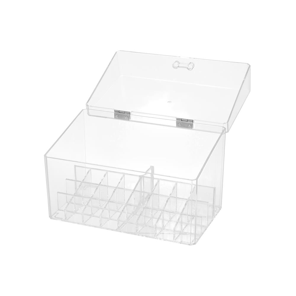 HomeBase STACKO Hộp đựng son 24 cây có nắp bằng nhựa GLOSSY W22.5xH15xD13cm màu trắng trong