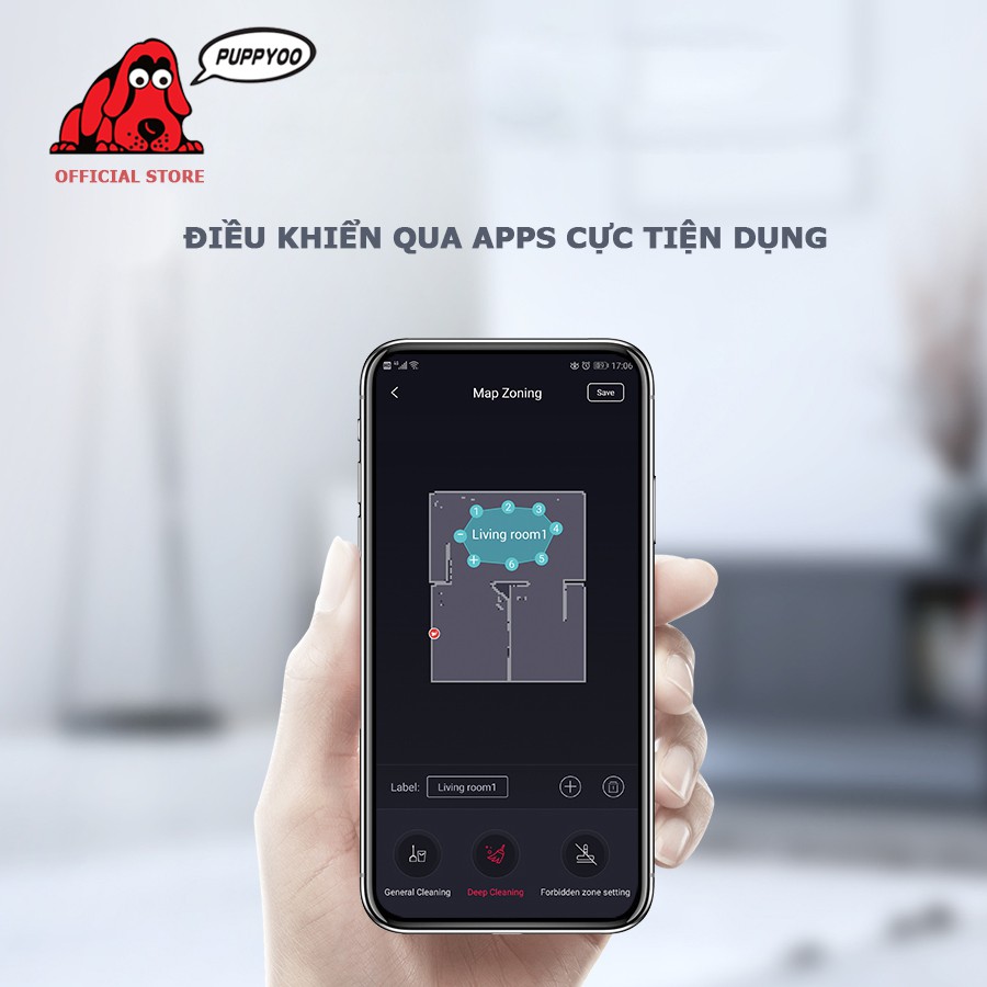 Robot Hút Bụi PUPPYOO R6-Home công nghệ Anti Drop chống rơi vượt chướng ngại vật hút thảm hiệu quả